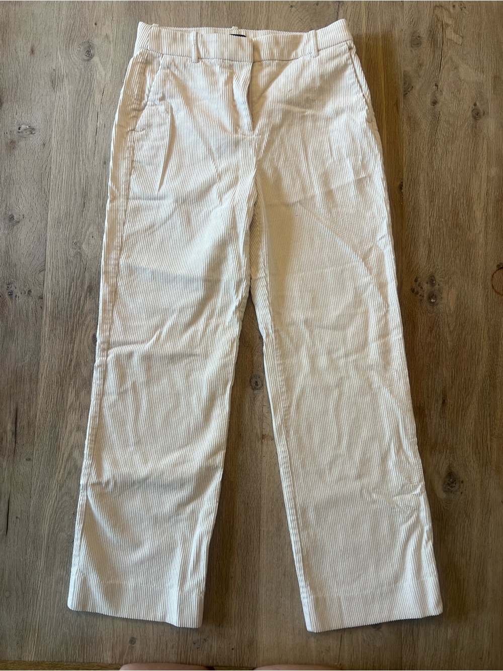 J.Crew Factory White Wide-Wale Corduroy Straight Leg Pants Size 2